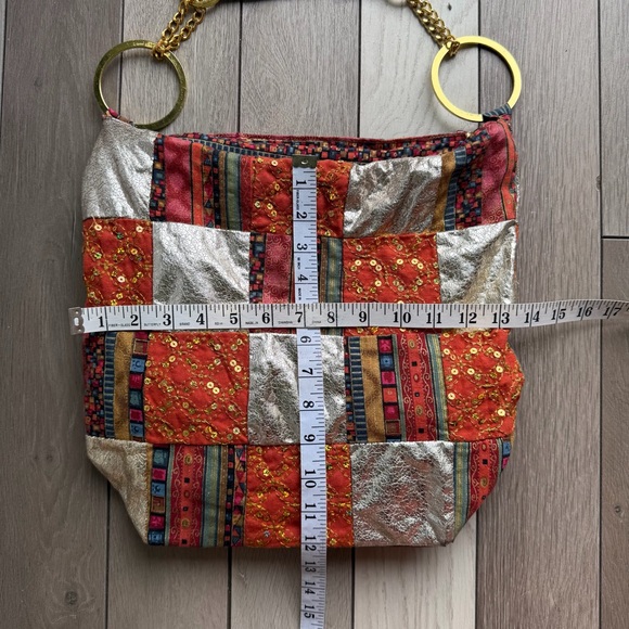 Valeria Collection Patchwork Bag with Gold Accents - Picture 3 of 7